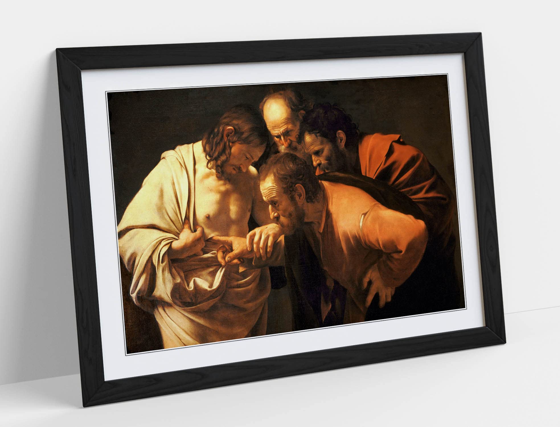 Canvasartshop Walnut -Caravaggio, The Incredulity Of Saint Thomas- Premium Wall Art Framed Picture Prints - 3 Colours - 4 Sizes (, A1)