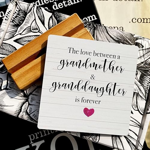 Miniatura 3 de Letrero de madera con inscripción en inglés "Country Grandmother Granddaughter", decoración rústica de escritorio con texto en inglés "The Love