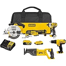 DEWALT 20V MAX Power Tool Combo Kit, 4-Tool Cordless Power Tool Set with Battery and Charger DCK551D1M1