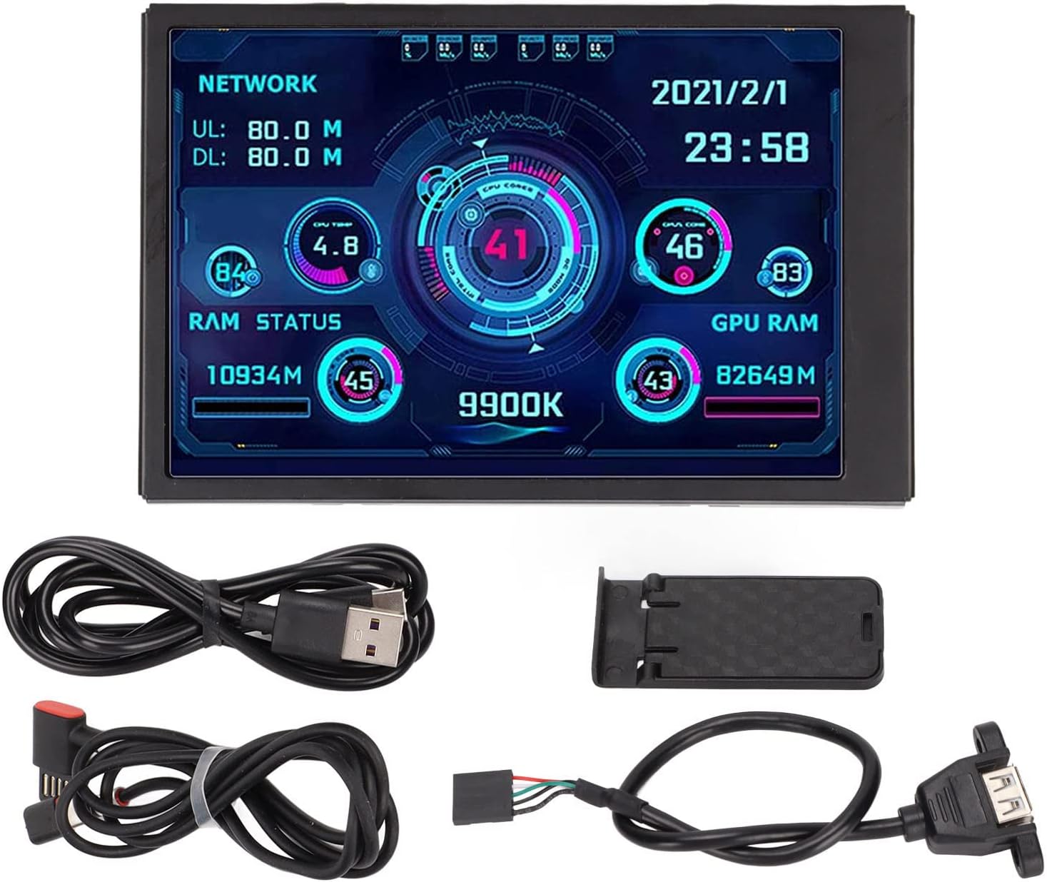 Computer Temp Monitor, 3.5In IPS USB Type C PC CPU RAM Data Monitor Computer Temperature Display for AIDA64, PC Temperature Display Screen, PC Sensor Panel Display, PC CPU Monitor