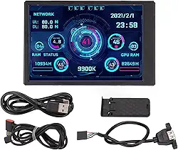 Luqeeg Mini tela, monitor de temperatura de computador com rotação de 3,5 polegadas 360 layouts personalizáveis, monitor de dados com tela secundária USB, monitor de painel de sensor de PC para laptop