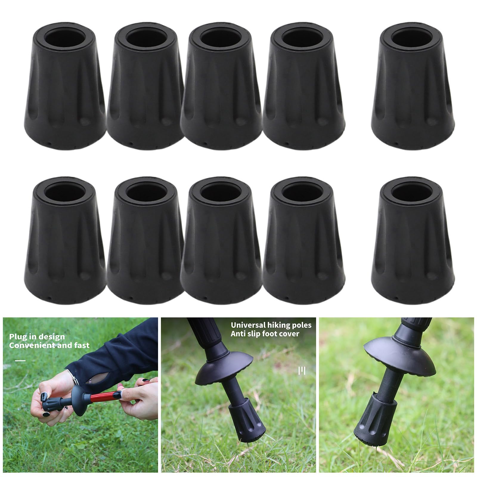10pack Universals Trekking Poles Caps Trekking Poles Protectors Rubber Sleeve for Asphalts and Gravels
