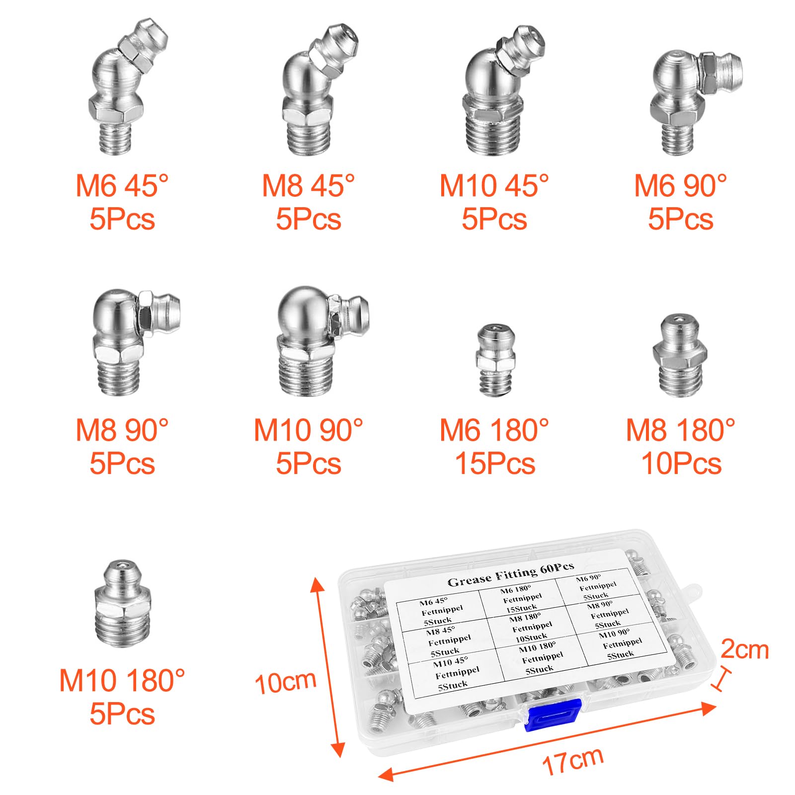 Raccords De Mamelon De Graisse 30 Pièces Pack De Raccords De Graisse M6