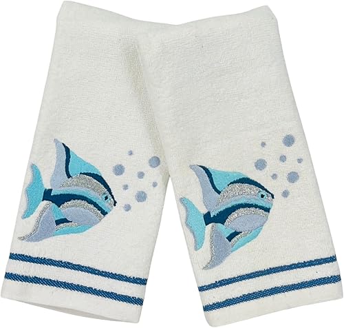 Miniatura 9 de Serafina Home Toallas de baño suaves y absorbentes para huéspedes ancla azul náutica con diseño costero de cuerda gris plateada, 2 piezas de 12 "x