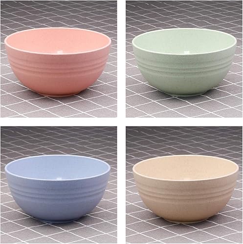 Miniatura 3 de Unbreakable Cereal Bowls - Wheat Straw Fiber Lightweight Bowl Sets 4 - Dishwasher & Microwave Safe - for,Rice,Soup Bowls (24 OZ)
