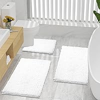 Vista 1 de Smiry Juego de tapetes de baño y alfombra de inodoro en forma de U, lavable a máquina, antideslizante, absorbente, alfombra de baño lanuda