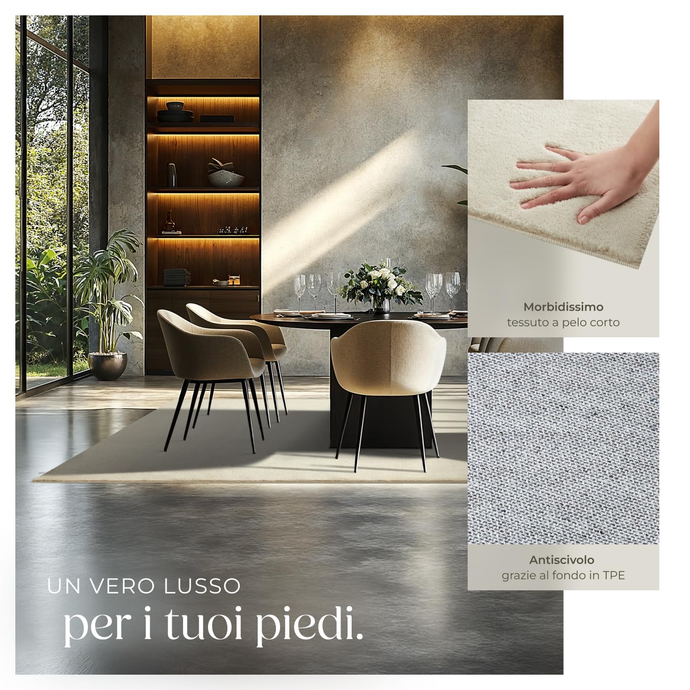 tectake® Tappeto Salotto, Tappeto Pelo Corto, Tappeti Salotto Design Elegante, Tappetino morbido, Lavabile in Lavatrice, Ideale per Sala da Pranzo, Camera, Studio, Soggiorno - Beige - 160 x 230 cm