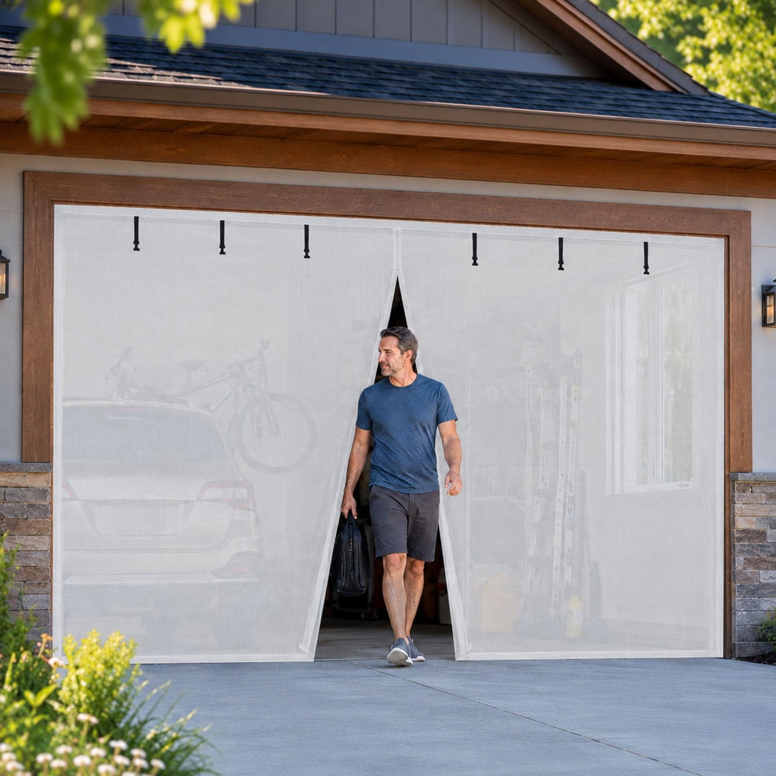 Moustiquaire pour porte de garage pour 2 voitures rideau de garage anti insecte