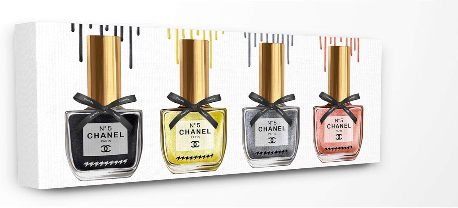 Stupell Industries Makeup Collection Nail Polish Yellow Pink Grey Fashion Design Canvas Wall Art, Multi-Color