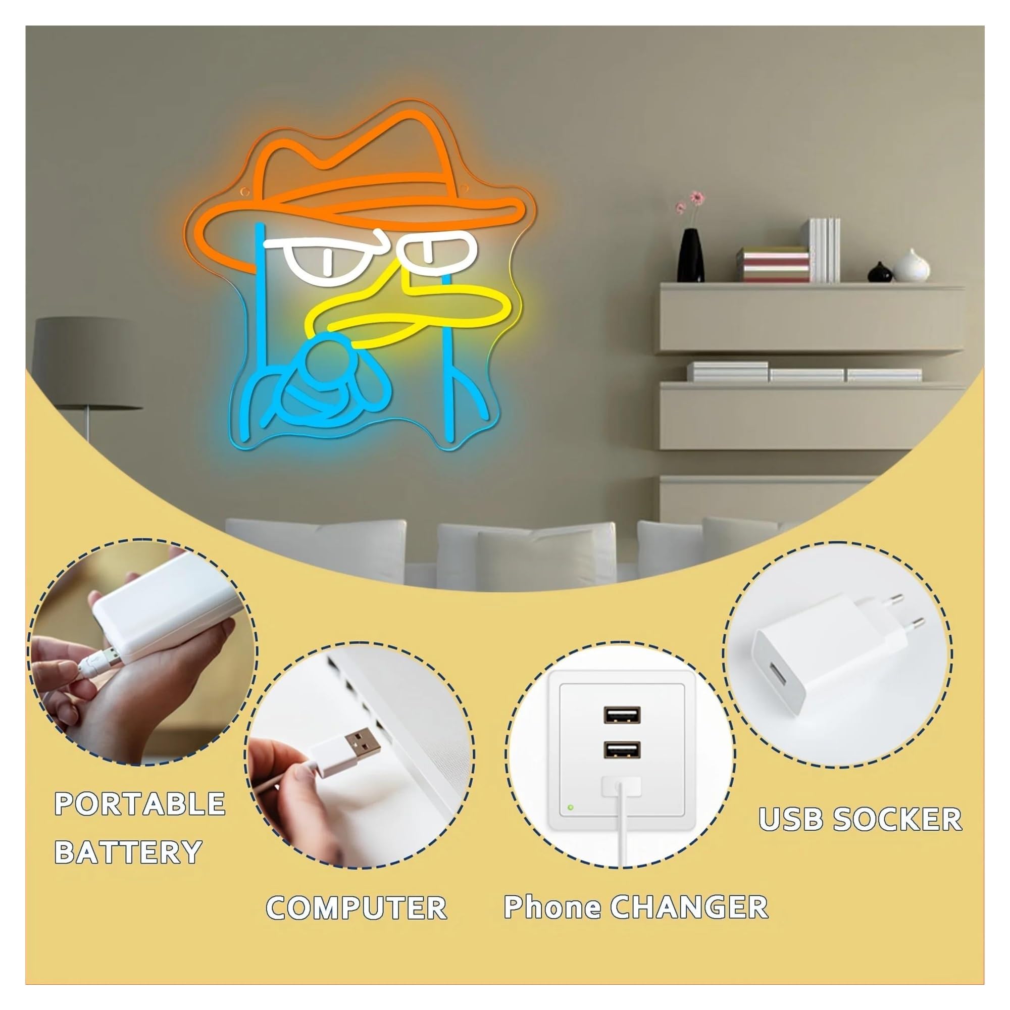 néon signe Enseigne Lumineuse En Forme D'oiseau Intensité Variable, Alimentée Par USB, Pour Chambre À Coucher, Salle De Jeux, Salon, Décoration Murale 12.9inx12.9in