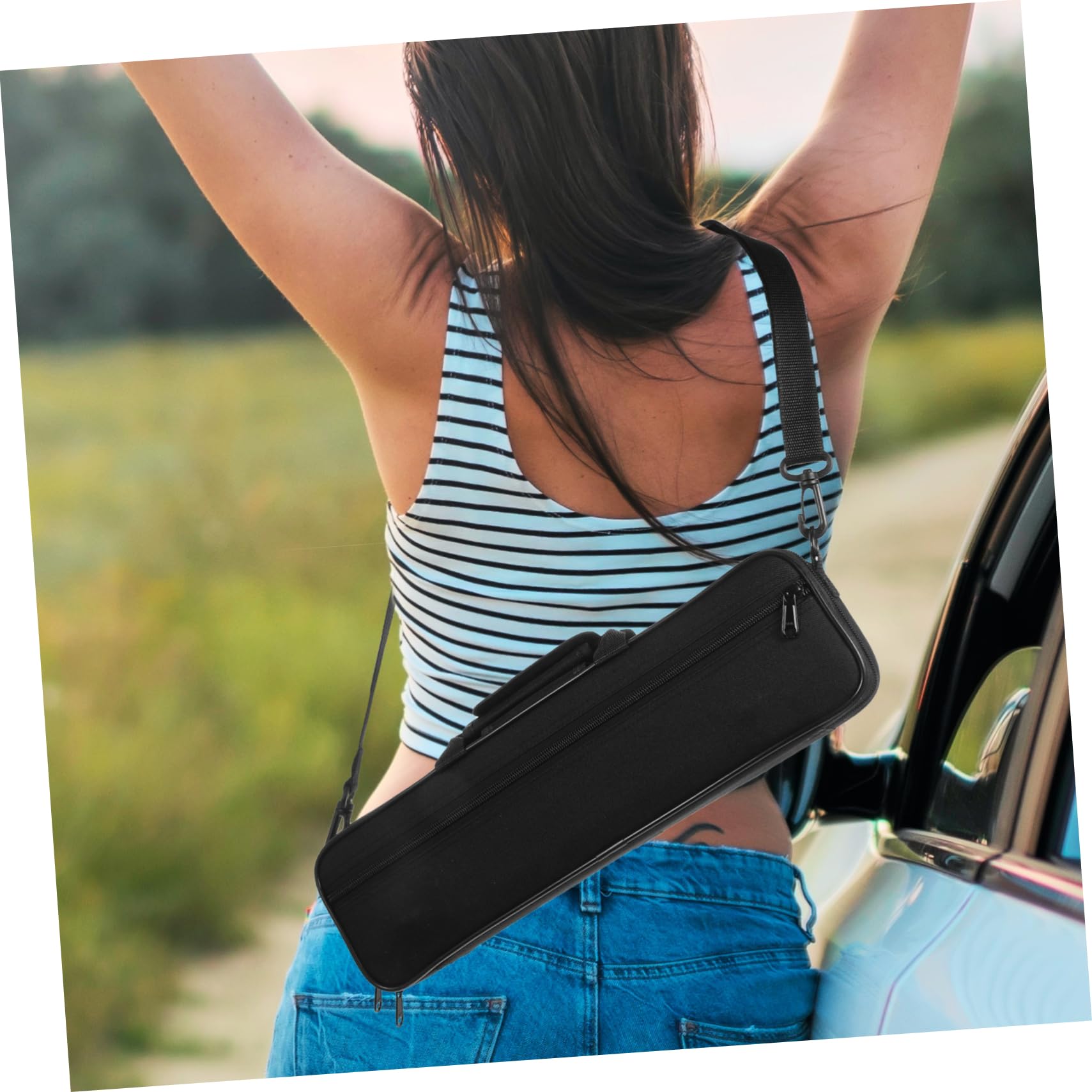 GOOHOCHY Waterproof Flute Storage Bag Durable Cloth Flute Pouch for Flute and Clarinet Simple Oxford Instrument Case Flute Bag for Easy Storage