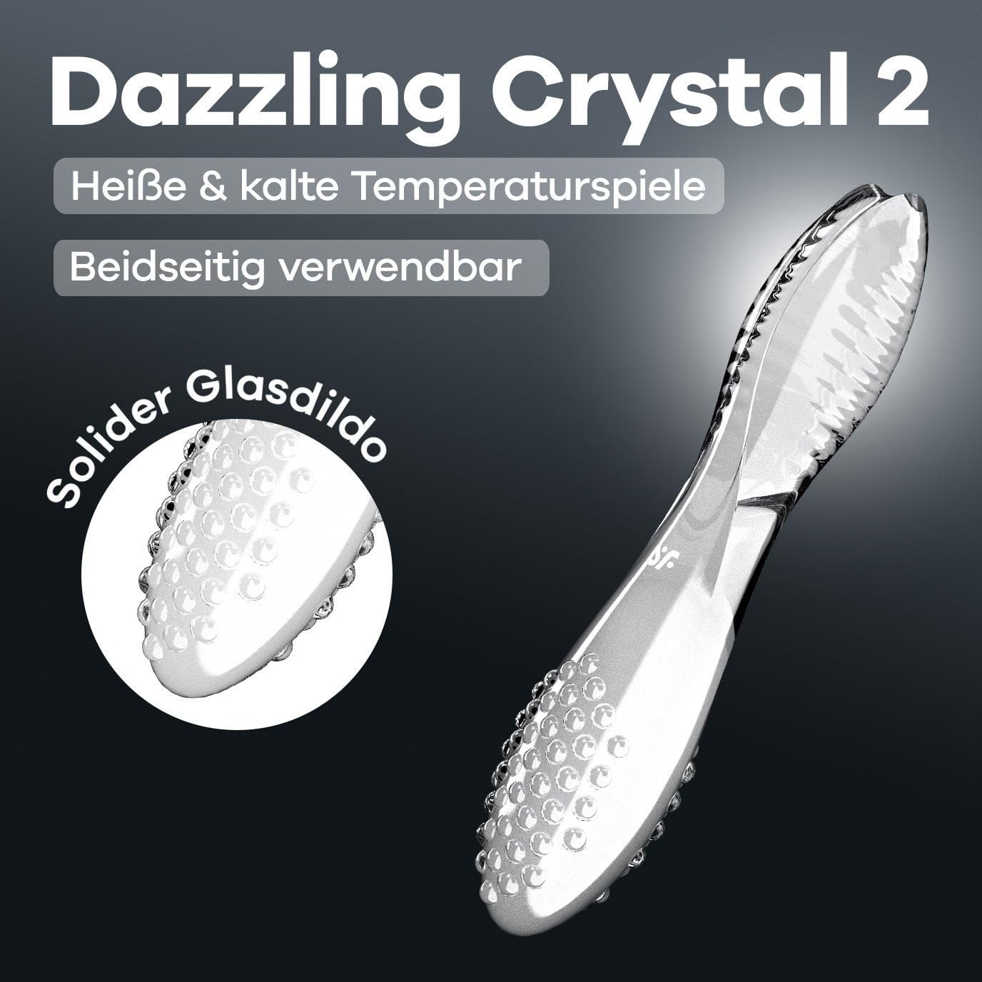 Satisfyer Dazzling Crystal 2, dildo in vetro | sex toy in vetro da 20 cm con scanalature e protuberanze | per punto G | per giochi con le temperature | vetro borosilicato | trasparente, liscio