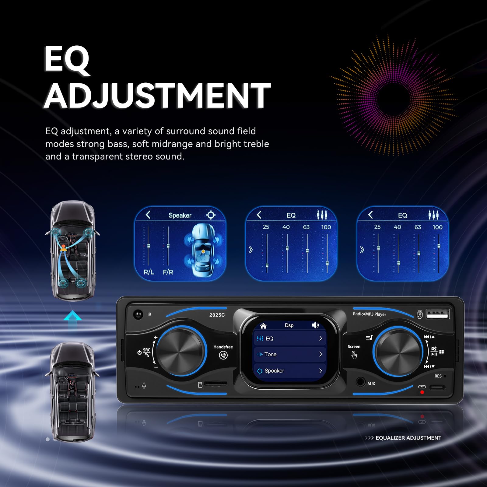 Autoradio 1 DIN Bluetooth Avec écran TFT 2.17" - FM, USB, TF, Aux, RCA, Charge Rapide Type C - Compatible Commande Au Volant