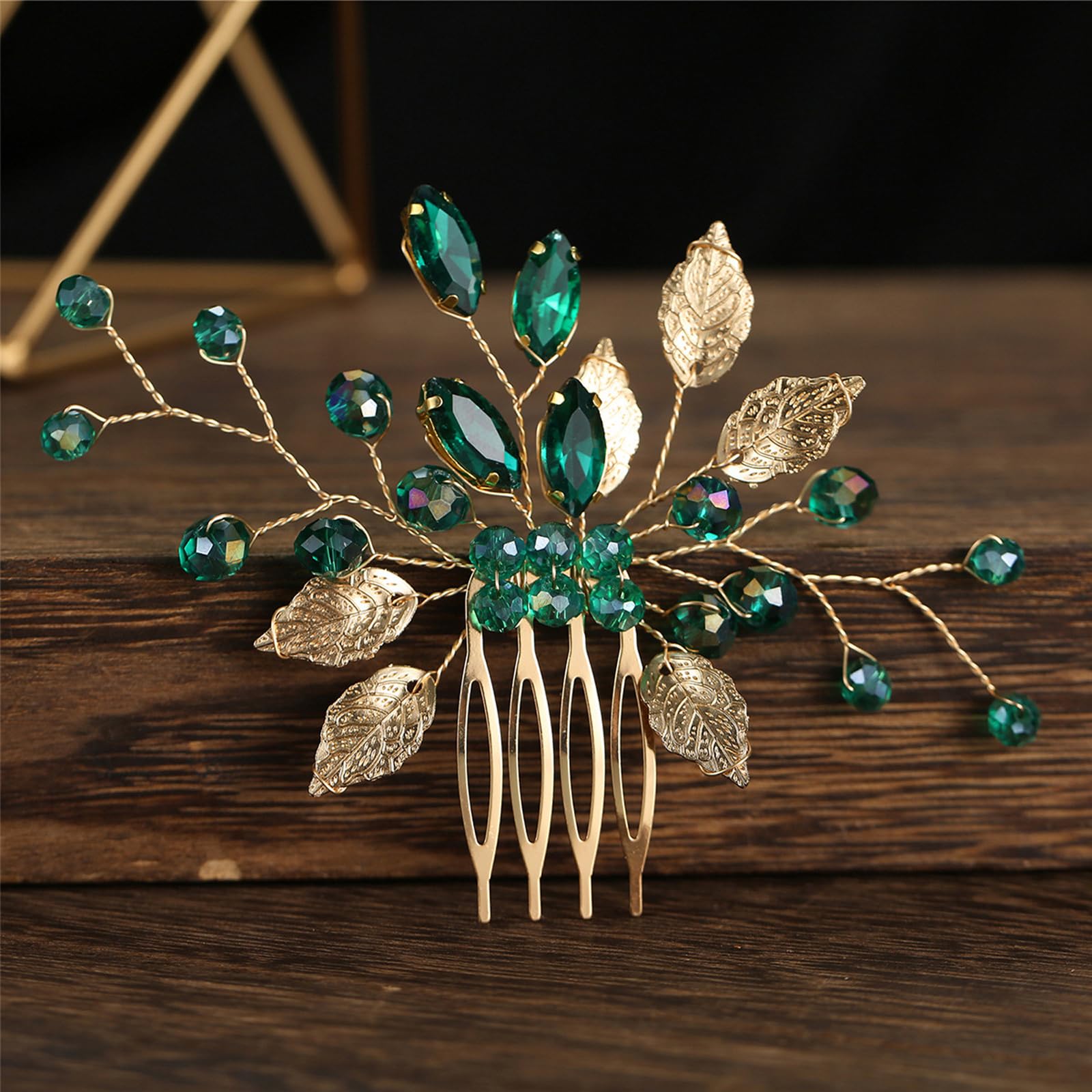 Accessori per capelli da sposa, accessori per capelli verdi, con strass scintillanti, fermagli per capelli, accessori per capelli per balli di fine anno, accessori per capelli francesi, gioielli per