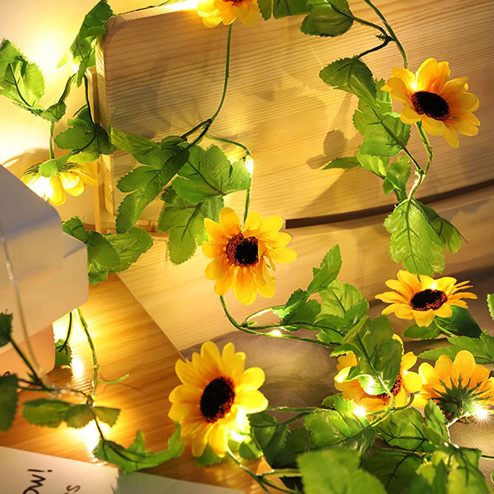 Treer-Shop Sunflower Light Solar Power Outdoo String Lights, Treer Plant Style Garden Led Christmas Trees Decor Light Waterproof Solar Patio Lights For Decoration Strings Party (,2M/20Led)