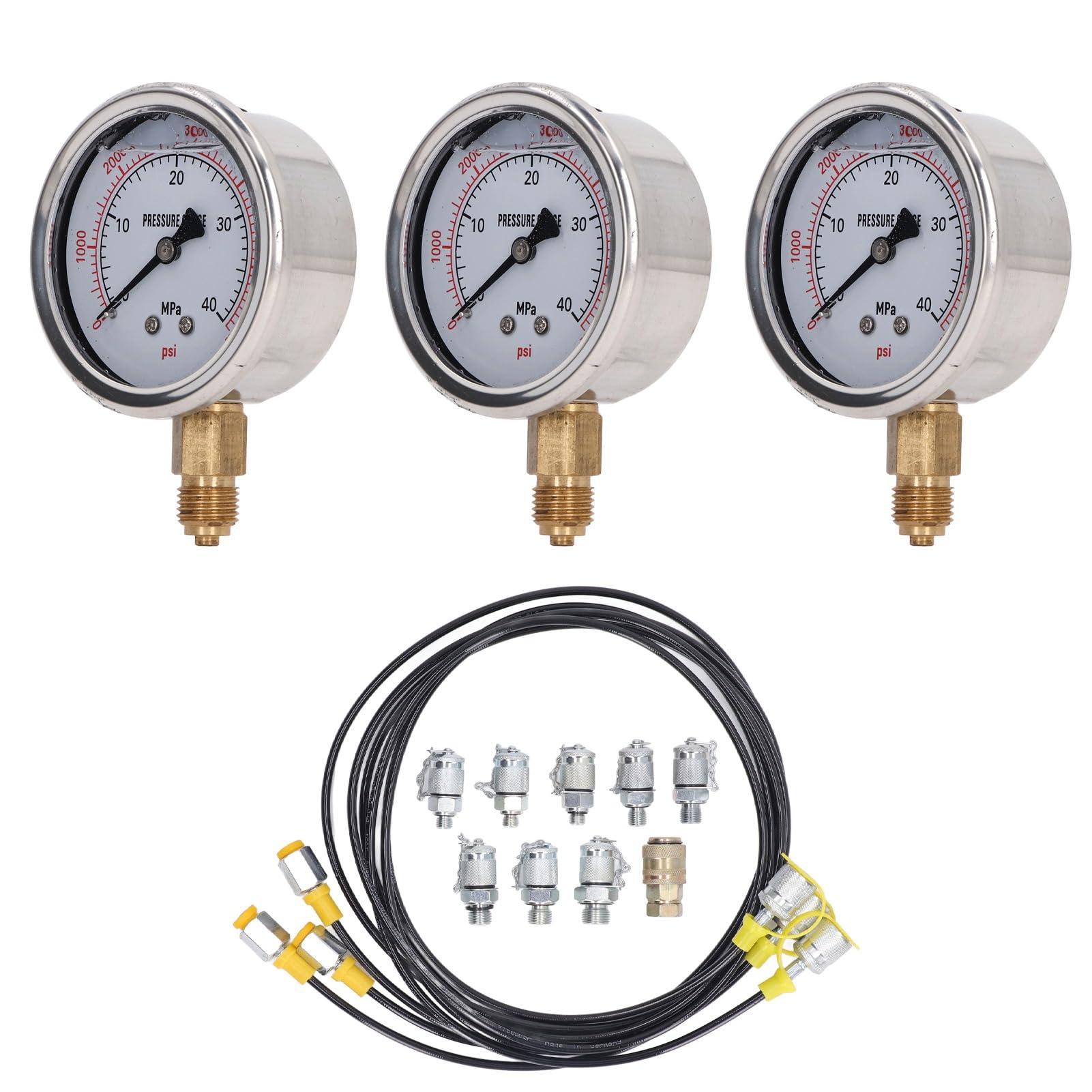 Zestaw do pomiaru ciśnienia hydraulicznego. Precyzyjny, przenośny tester hydrauliczny 25 40 60 MPa z 8 złączami do koparki.