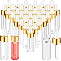 Vista 30 de 100 mini botellas de vidrio con gotero de aceite a granel, botellas vacías pequeñas esenciales transparentes, recipientes de muestra, frascos