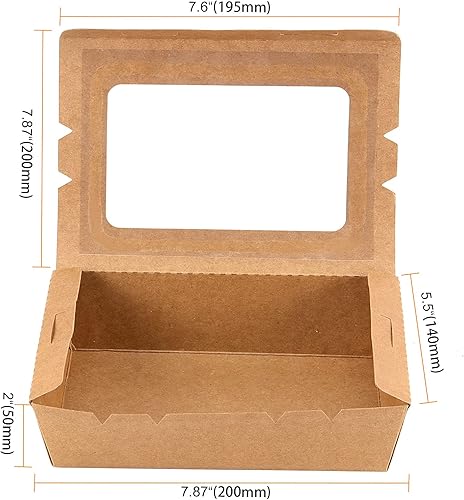 Miniatura 2 de SEUNMUK 60 cajas de comida marrón Kraft de 40 onzas, contenedores desechables de papel kraft para llevar, contenedores de alimentos para llevar,