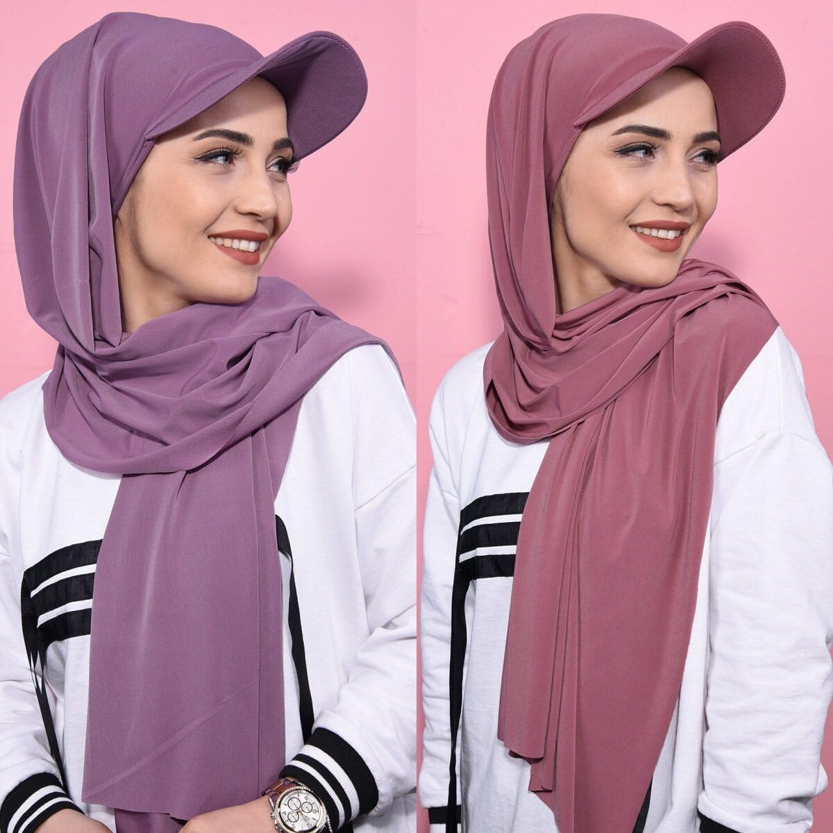 Asudaro Hijab Musulmán, 58 cm para mujer, Hijab, Stretch Hijab Headwrap Gorra de béisbol y bufanda para niñas 2 en 1 bufanda envoltura cabeza cubierta turbante sombrero, hijab mujer musulmana