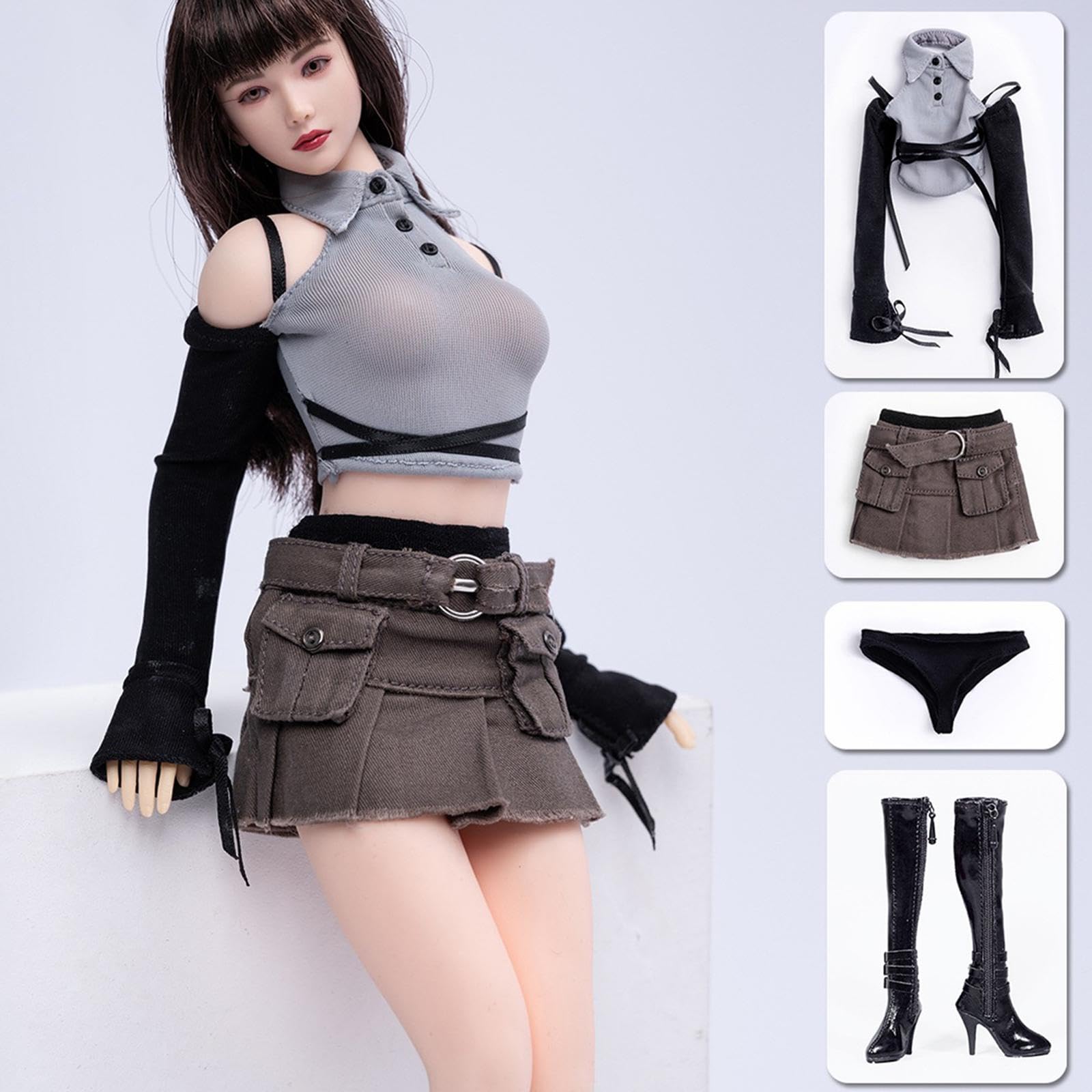 1/6 Maßstab Weibliche Puppen Kleidung Kostüm Kurzer Rock Stiefel Sammlerstück Action