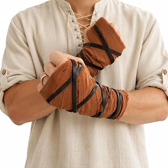 Medieval Hand Wraps Battle Wraps Gloves Ren Faire Cosplay Hand Wraps LARP Costumes Warrior Lace up