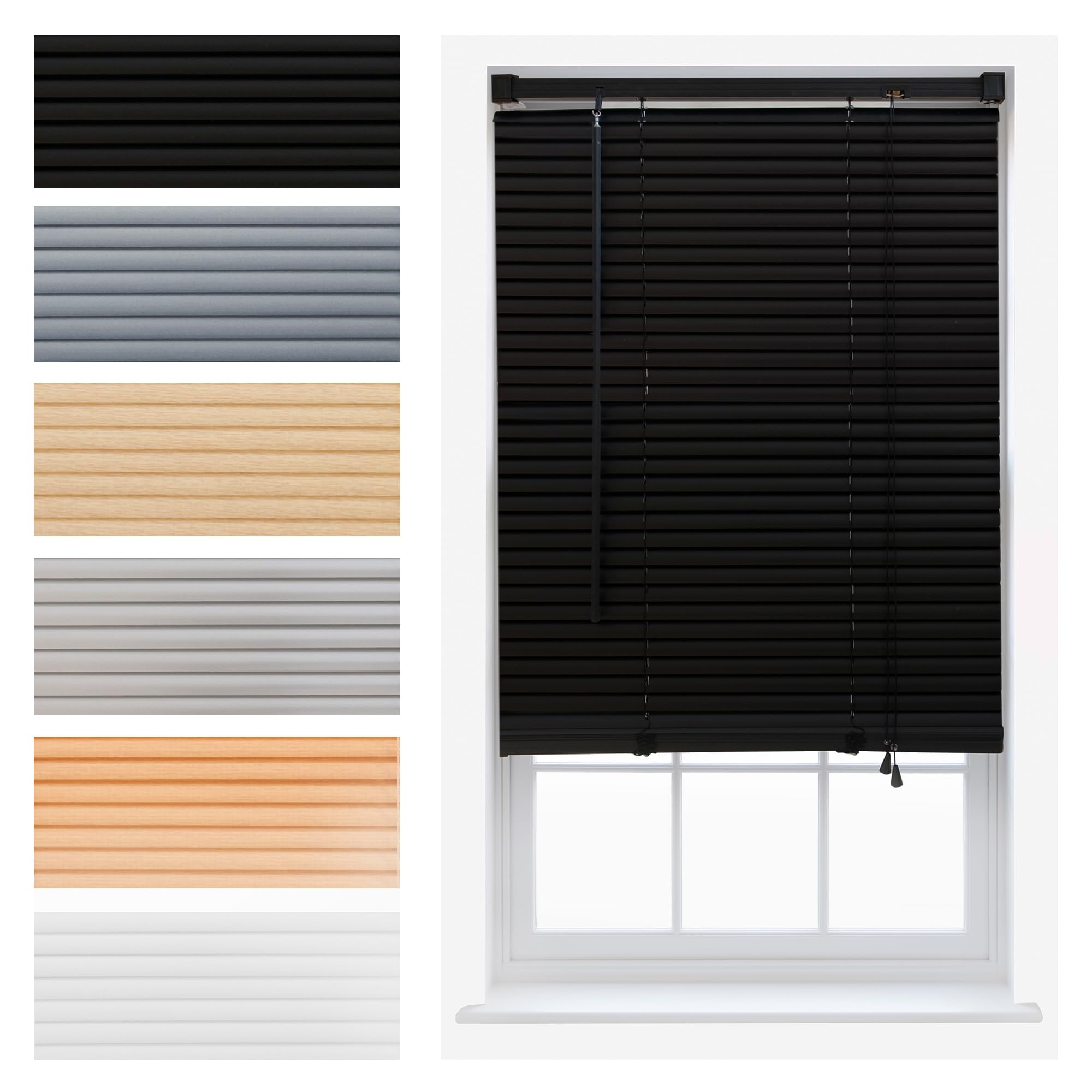 FURNISHED PVC Venetian Window Blinds Made to Measure Home Office Blind New - Black 210W x 150H cm
