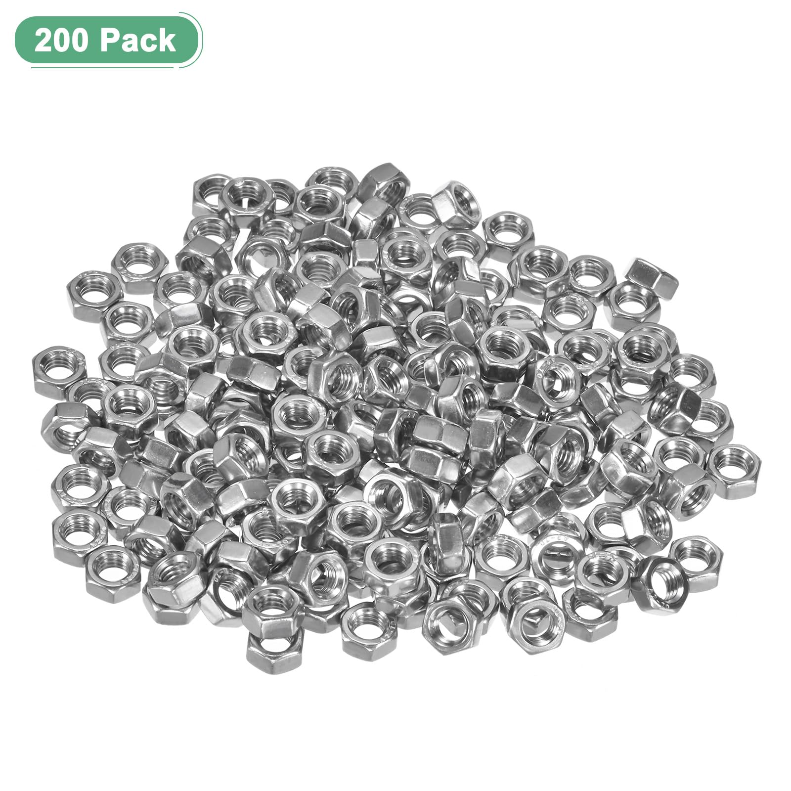 M METERXITY 200-Pack Metric Hex Nuts M5 x 0.8mm Thread Stainless Steel Hexagon Nut Hex Nut Metric Nuts for Machinery/Automotive/Repair/Industrial - Image 4