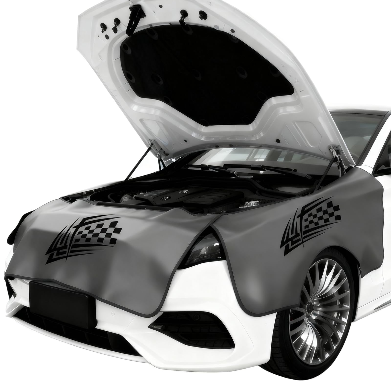 Fender Covers for Mechanics,3 Pcs Microfiber Leather Fender Protector Mats with Stronger Magnets & Hooks for Mechanics Sedans,Trucks and SUVs Gray M