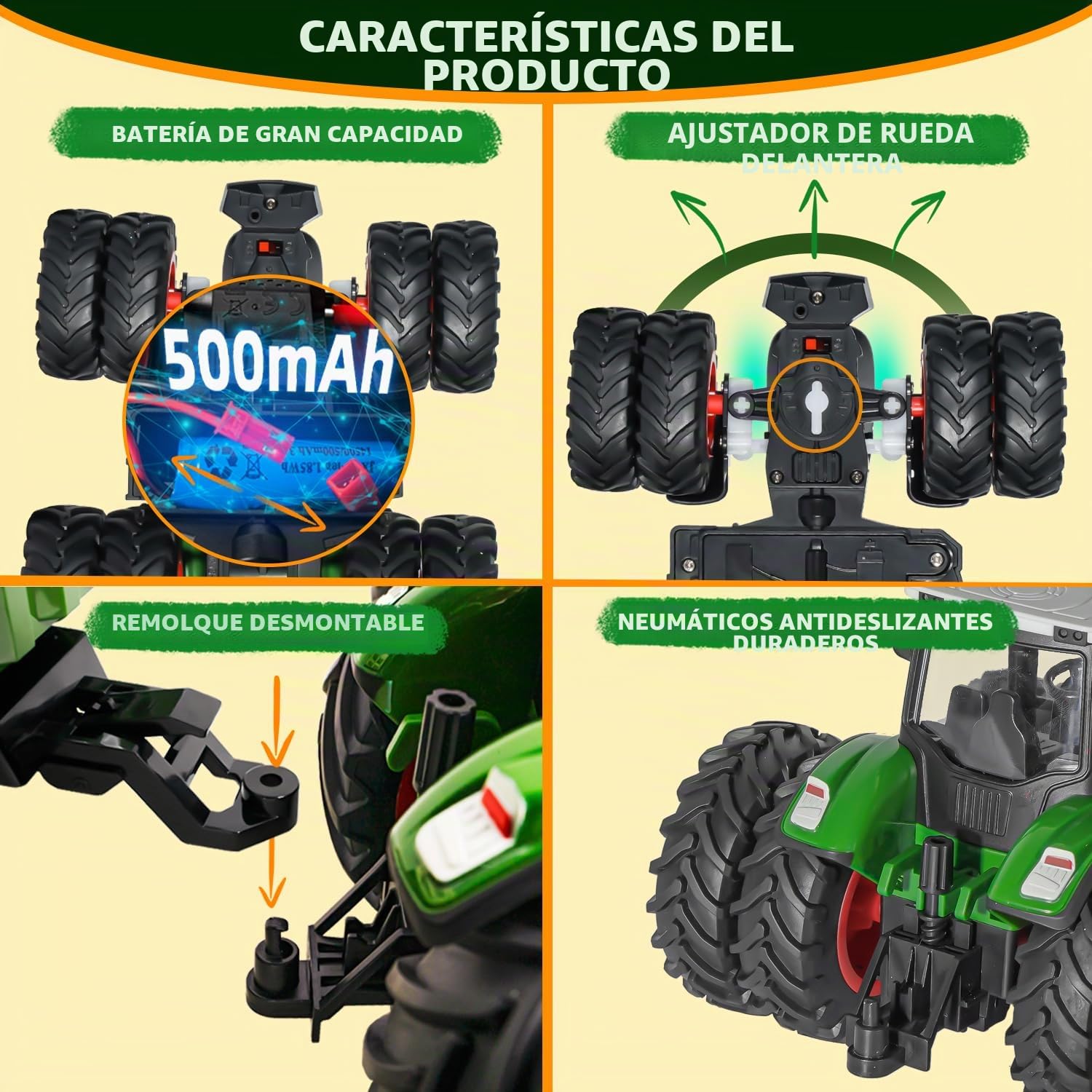 Tractor Juguete a Partir de 3 años, 2.4 GHz Tractor teledirigido teledirigido con Remolque, RC Trecker Juguete con Mando a Distancia, Vaca y Oveja, Regalo 2 3 4 6 años