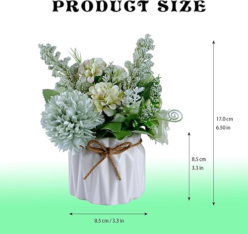 Miniatura 3 de Flores artificiales en maceta, pequeño jarrón de cerámica, plantas de flores falsas, decoración de escritorio para interiores para el hogar y la