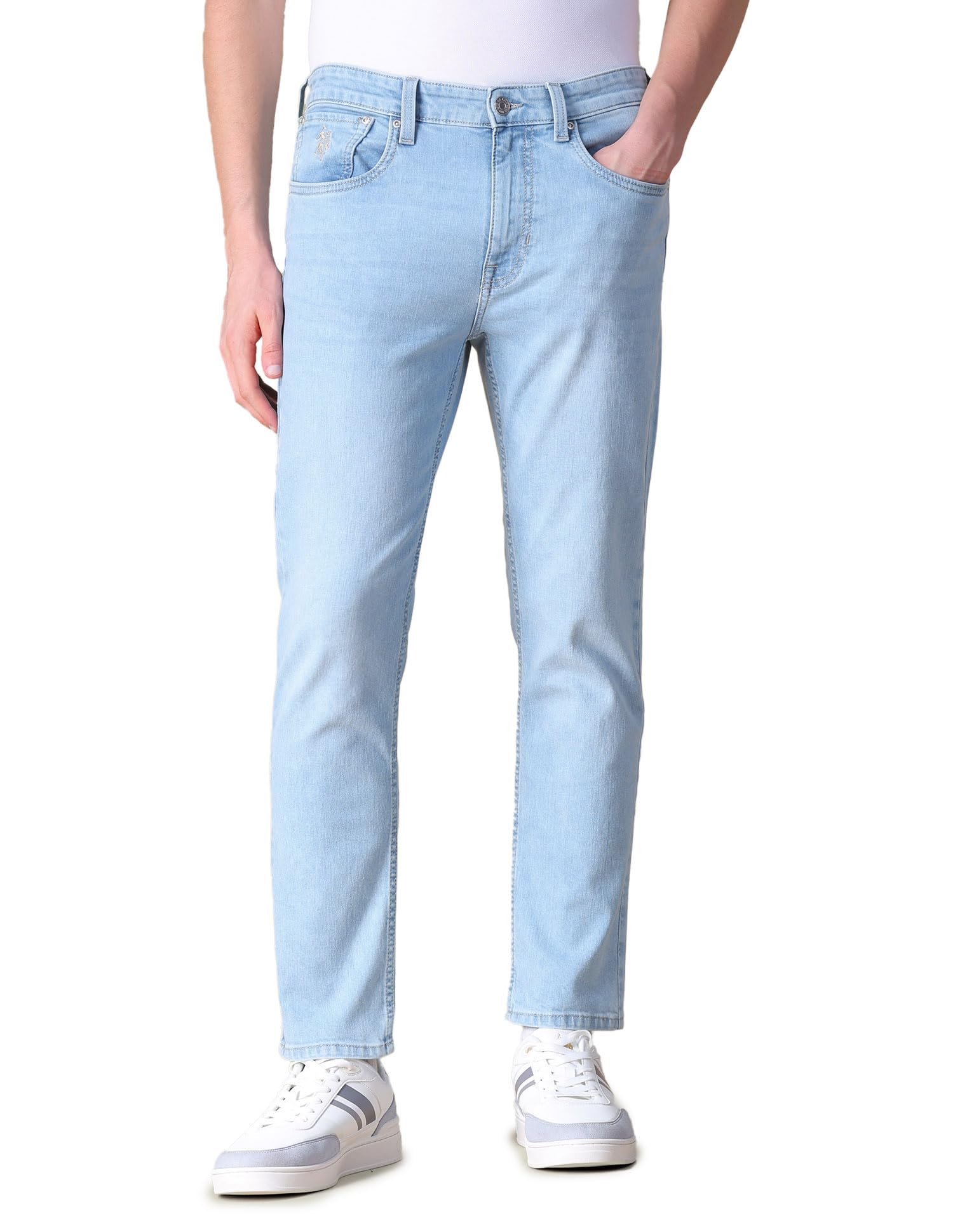 Comfort Cropped Fit Blue Jeans-image-26