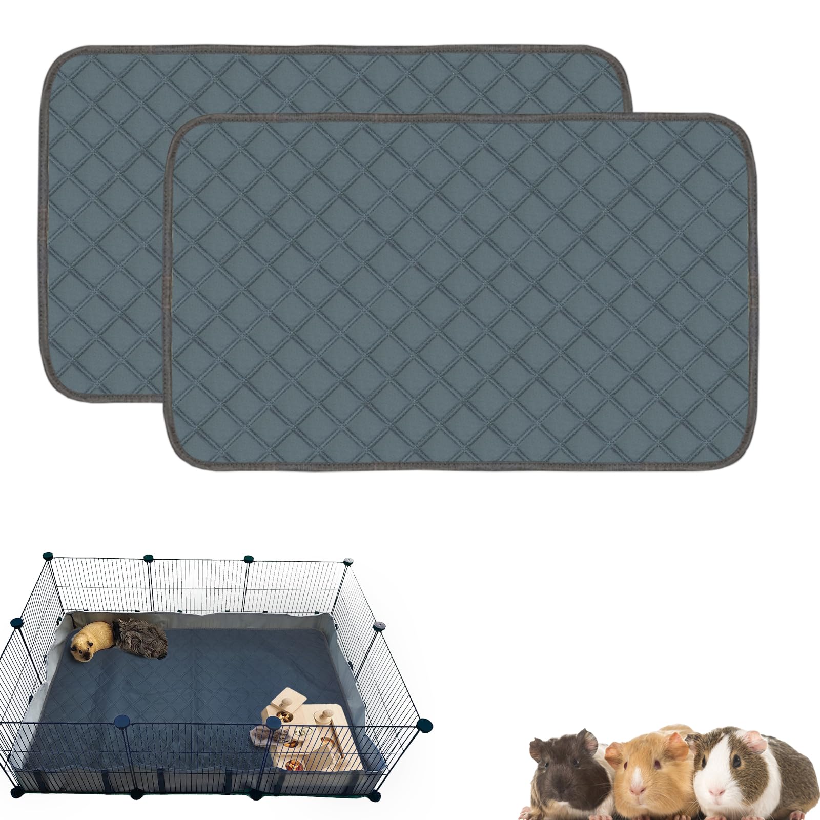 2 Stück Meerschweinchenkäfig-Einlagen für C&C 2 x 3 Habitat waschbar Meerschweinchen-Bettwäsche super saugfähig | wasserdicht | rutschfest | wiederverwendbare Meerschweinchen-Pinis-Pads für