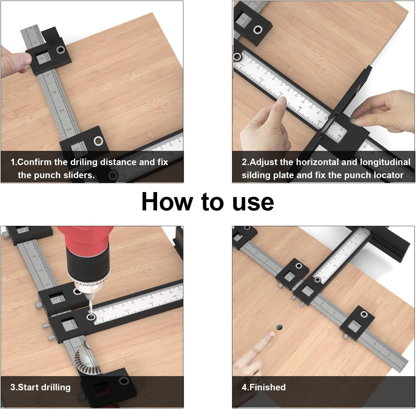 Punch Locator Drill Guide, Cabinet Hardware Jig/Cabinet Handle Jig/Drawer Pull Jig, Cabinet Hole Drilling Template for Handle, Pull,Knob