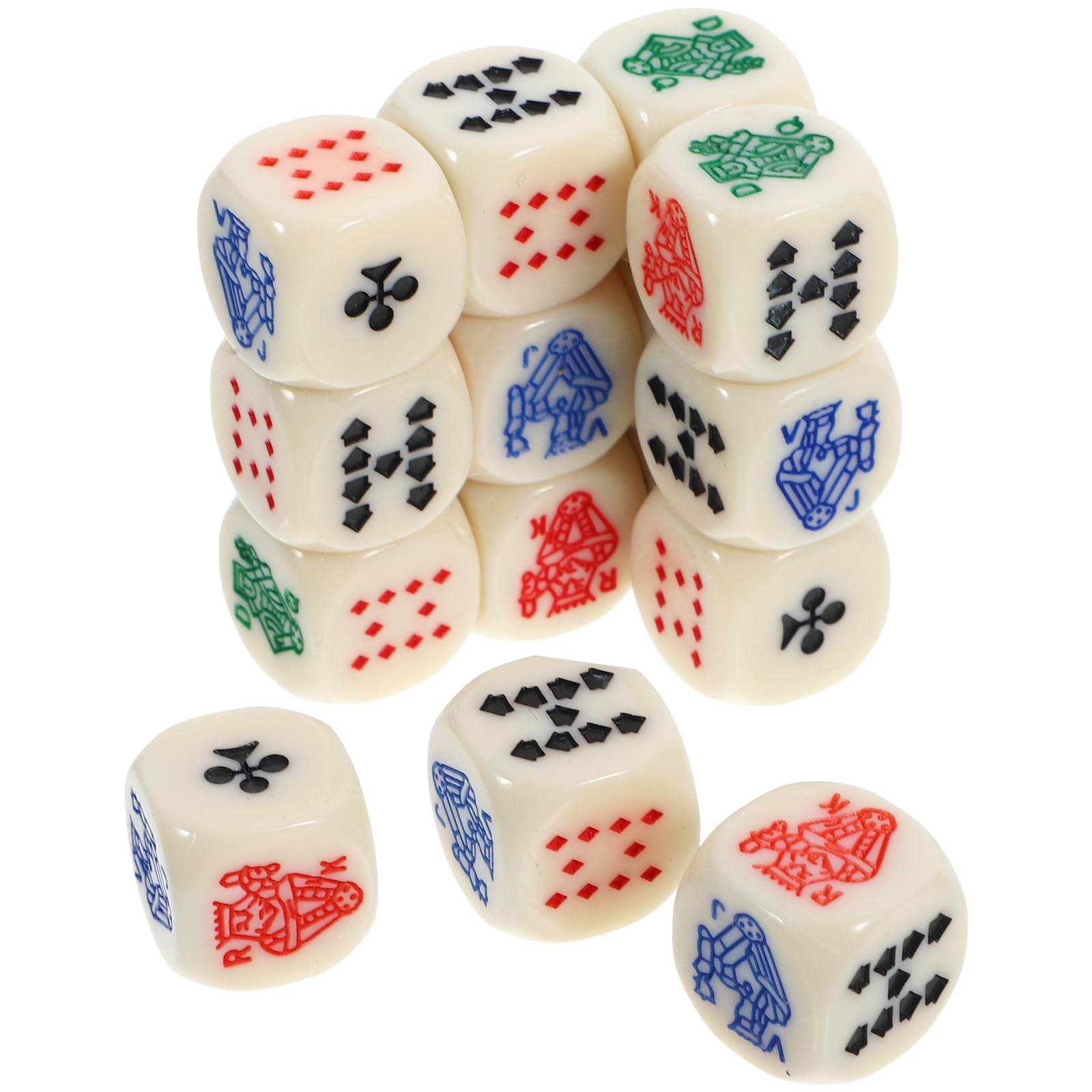 MAGICLULU Tragbares Pokerwürfel 15 Stück 16mm Acrylwürfel in Elfenbeinfarbe für Geburtstagsspiele und Kartenspielzubehör
