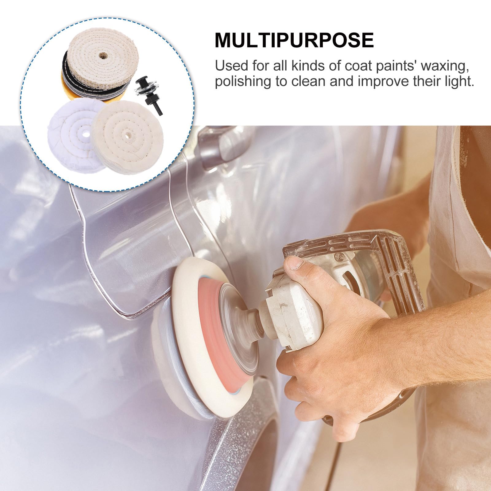 VALICLUD Kit Lucidatrice per Auto e Cerchi 5 Tamponi da 4" e Supporto, Accessorio per Trapano, di Mobili e Gioielli, Uso Professionale e Durata Prolungata