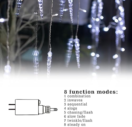 Miniatura 3 de Funpeny - Luces de carámbano, 360 LED, luces de nieve, caída de Navidad al aire libre, luces de Navidad, decoración de bodas, fiestas de Navidad
