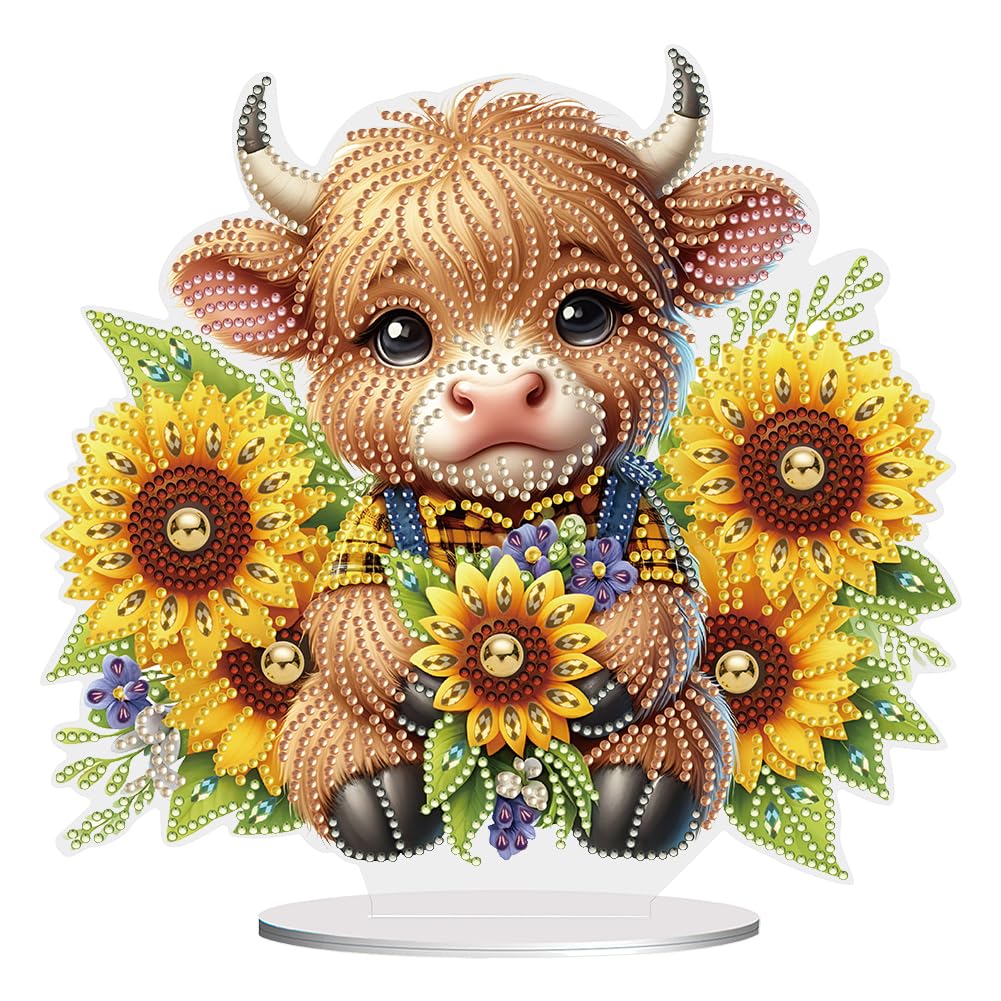 FHTech Store 2D Flat Print Yak DIY Table Top Diamond Painting Ornament Kits Single-Sided Drill Diamond Painting Desktop Ornaments Kit Special Shape