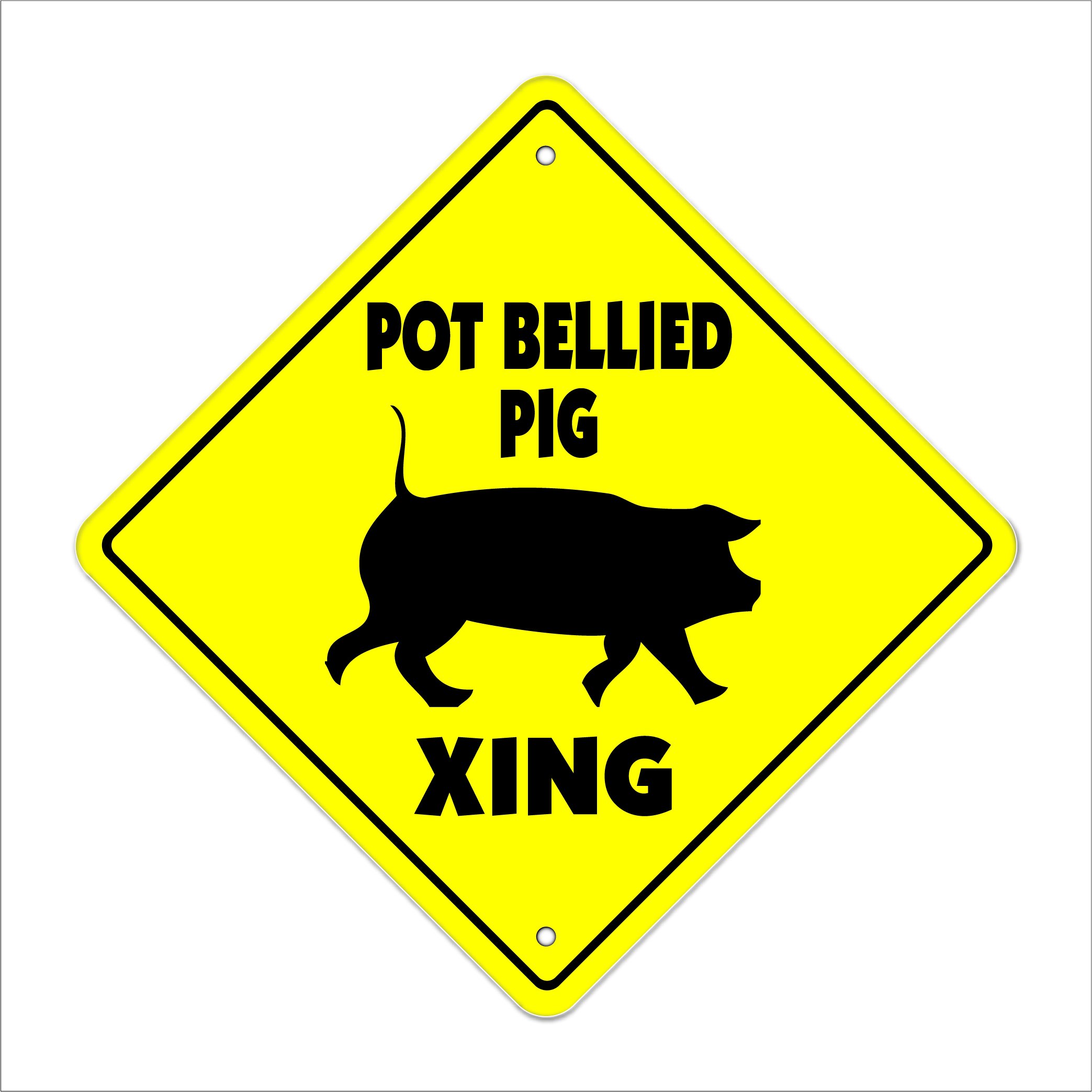 Pot Bellied Pig Crossing Sign Zone Xing | Indoor/Outdoor | 17" Tall Pig Farm Pet Farmer 4H Raising Love