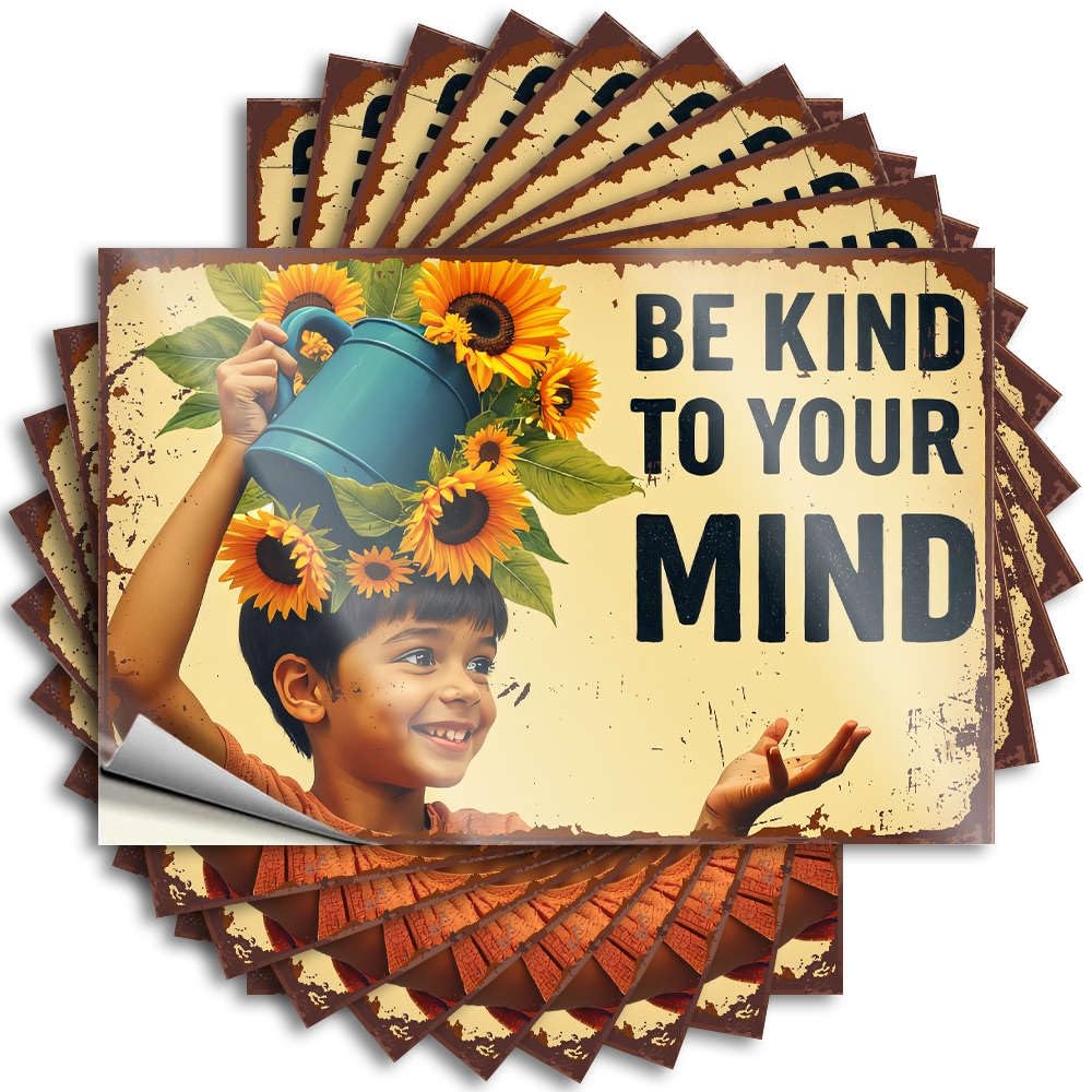 Lettering Sticker Unique Vinyl Decals, Front Yard Decor Waterproof Bumper Stickers for Water Bottle | Be Kind to Your Mind: A Joyful Reminder Perfect for Outdoor Laptop Decor(6X9CM)