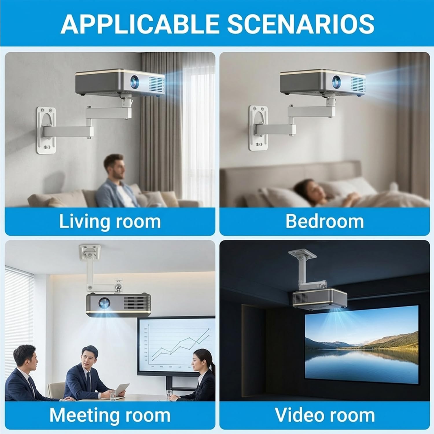 ZORBES Projector Wall Mount Stand, Foldable Tilt Swivel 360°, Up to 6.6 lbs — Amazon image 7