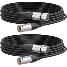 Tisino XLR Cable, 2 Pack Microphone Cable XLR Male to Female Balanced Microphone Cord Compatible with Preamps/Speaker Systems and More - 2m/6.6ft