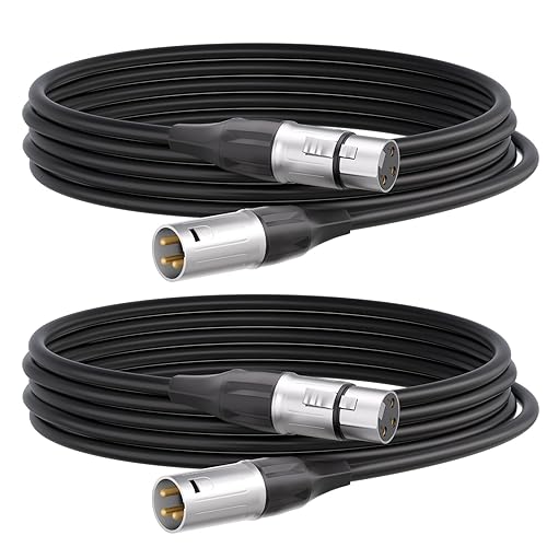 Tisino Cable XLR, paquete de 2 cables de micrófono XLR macho a hembra, cable de micrófono equilibrado compatible con preamplificadores/sistemas de