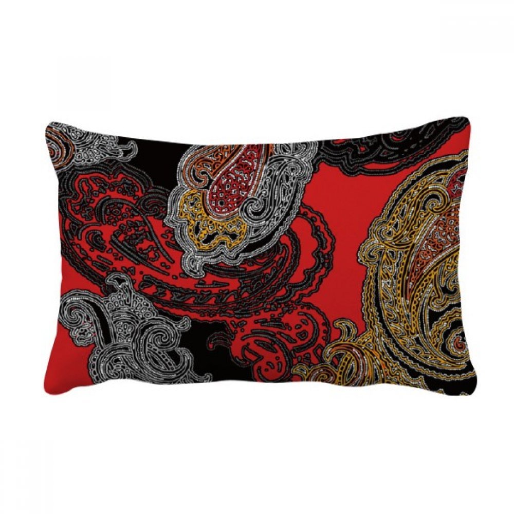 Coussin de decoration fleur rouge jaune abstrait 40x60cm motif nuages housse et insert