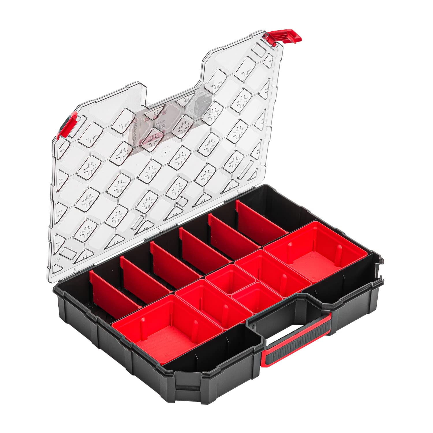 Lot de 3 boîtes de rangement modulées pour petites pièces – 284 x 390 x 60 mm – Boîte de rangement avec couvercle transparent – Boîte de rangement avec compartiments amovibles