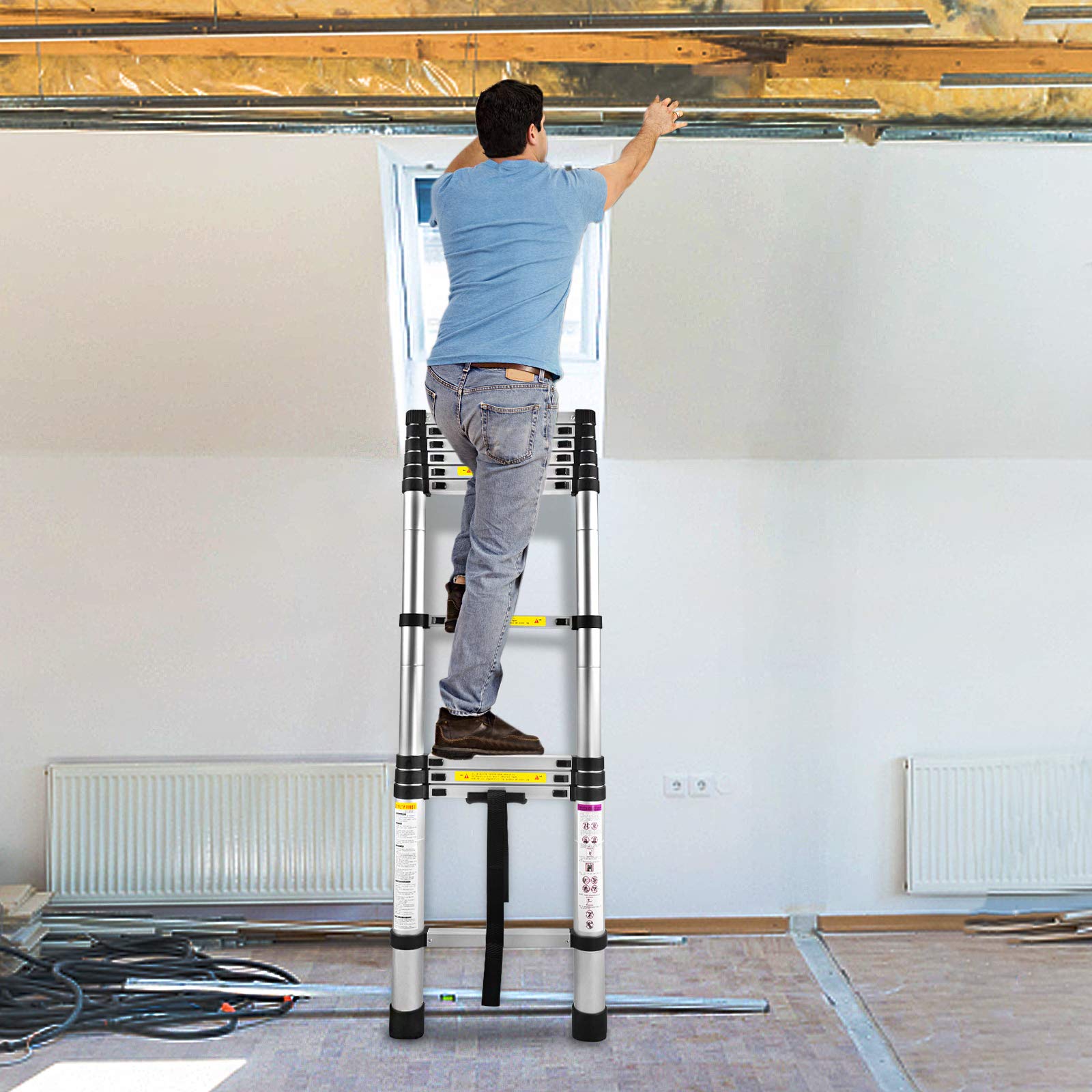 LARS360 3.2M Teleskopleiter Multifunktionsleiter Ausziehleiter Anlegeleiter Mehrzweckleiter Ausziehbare Leiter 11 Stufe Stehleiter aus Hochwertigem Aluminium Belastbarkeit 150KG