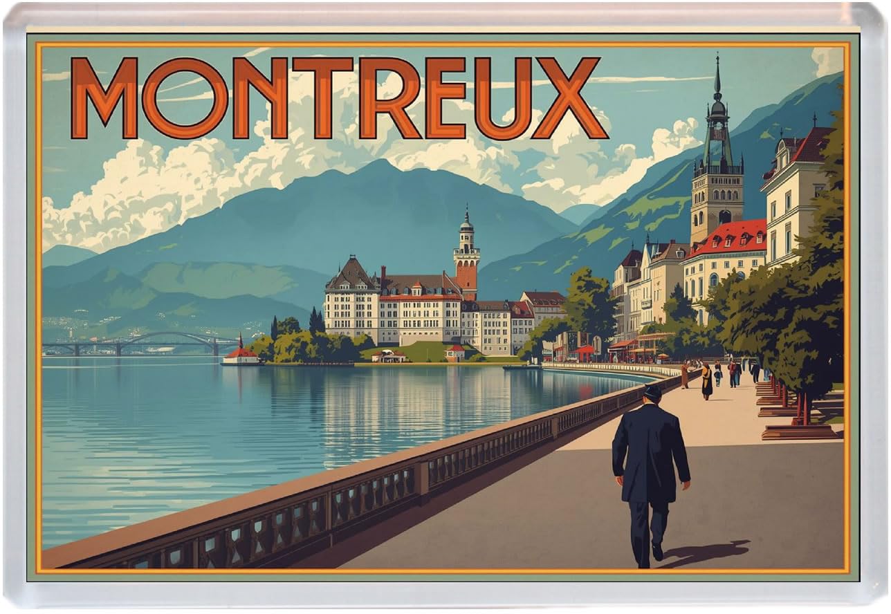 Baked Bean Store Multicolor Montreux - Switzerland - Jumbo Artistic Fridge Magnet 96 X 67Mm Bbsfhm3091