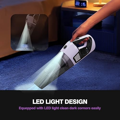 Miniatura 8 de FEROOD Aspiradora de mano inalámbrica recargable para automóvil con base de carga, aspiradora de mano de alta potencia de 9000 PA, aspiradora de