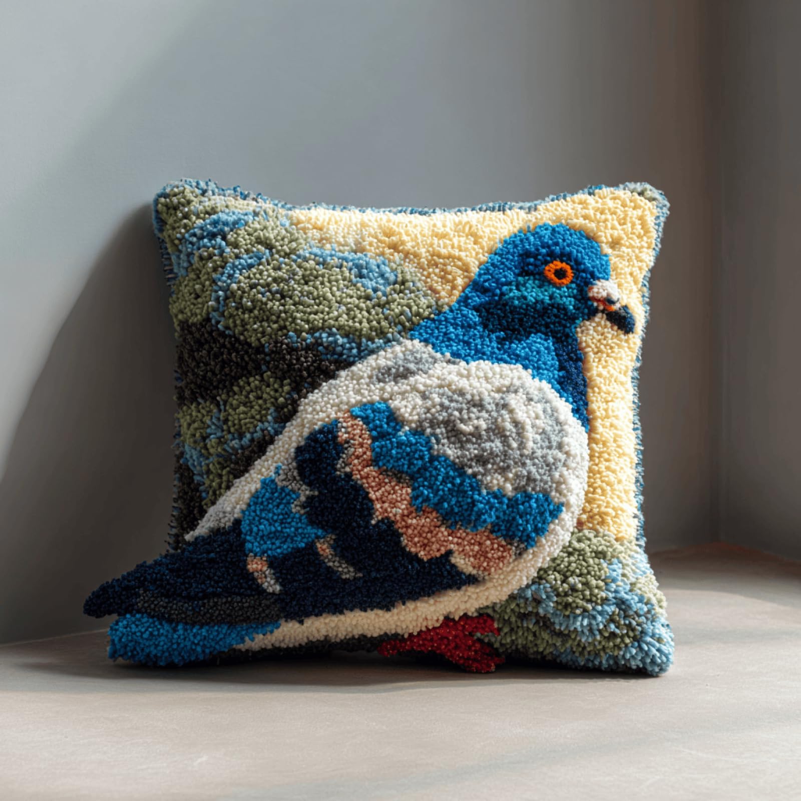 kitphoenix Latch Hook Cushion Kit for Adults Pigeon