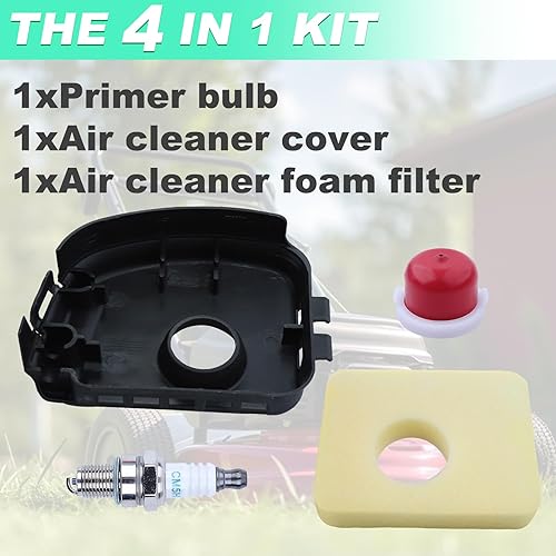 Miniatura 6 de 595660 - Cubierta para filtro de aire + filtro de espuma de filtro de aire 799579 + bombilla de imprimación 594281 para Brriggs & Sttratton