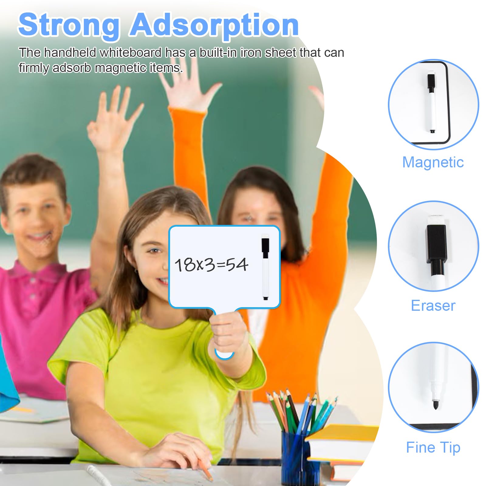 Elezeal Double-Sided Writing Tablet,Erasable Handheld Whiteboard 2 Pack, Dry Erase Signs Auction Paddles for Classroom Office Meeting Voting Bridal Shower Games — view 7